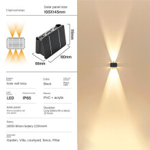 Solar Wall Light Outdoor -Down Lighting LED Lamp Solar Wall Washing Lights voor Courtyard Garden 5 Light