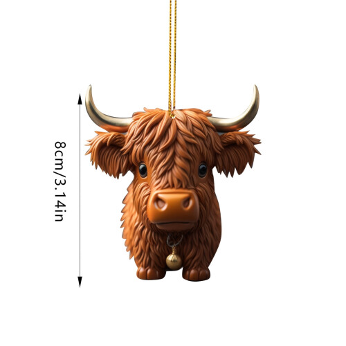 Enfeite de Natal personalizado em forma de vaca, 8 cm 2