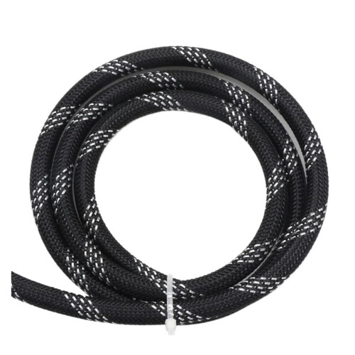 8mm Black Silver PET Braided Cable Sleeve 1 Meter,  Density Cable Management Wrap for Desk and Electronics