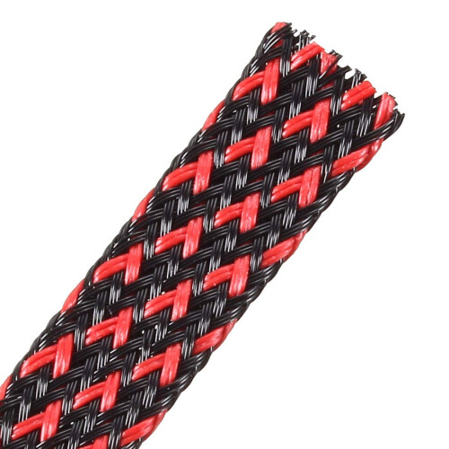 Cable Management Sleeve 6.5ft 8mm Expandable Split Design Black and Red Wire Loom Protector