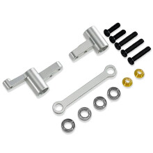 RC Car Metal Steering Assembly for MJX 1/14 14209 14210 H14BM, Silver Upgrade Parts with Bearings