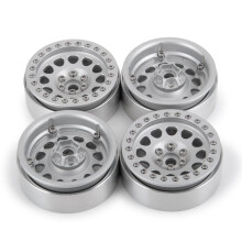 RC Beadlock Wheels 2.2 Inch Aluminum Rims for 1/10 RC Crawler SCX10 TRX4 Silver 4PCS Durable Finish
