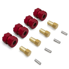 SCX24 Aluminum Wheel Hubs 4mm Extended Hex Upgrade Kit for Axial 1/24 RC Crawler Red Wider Track