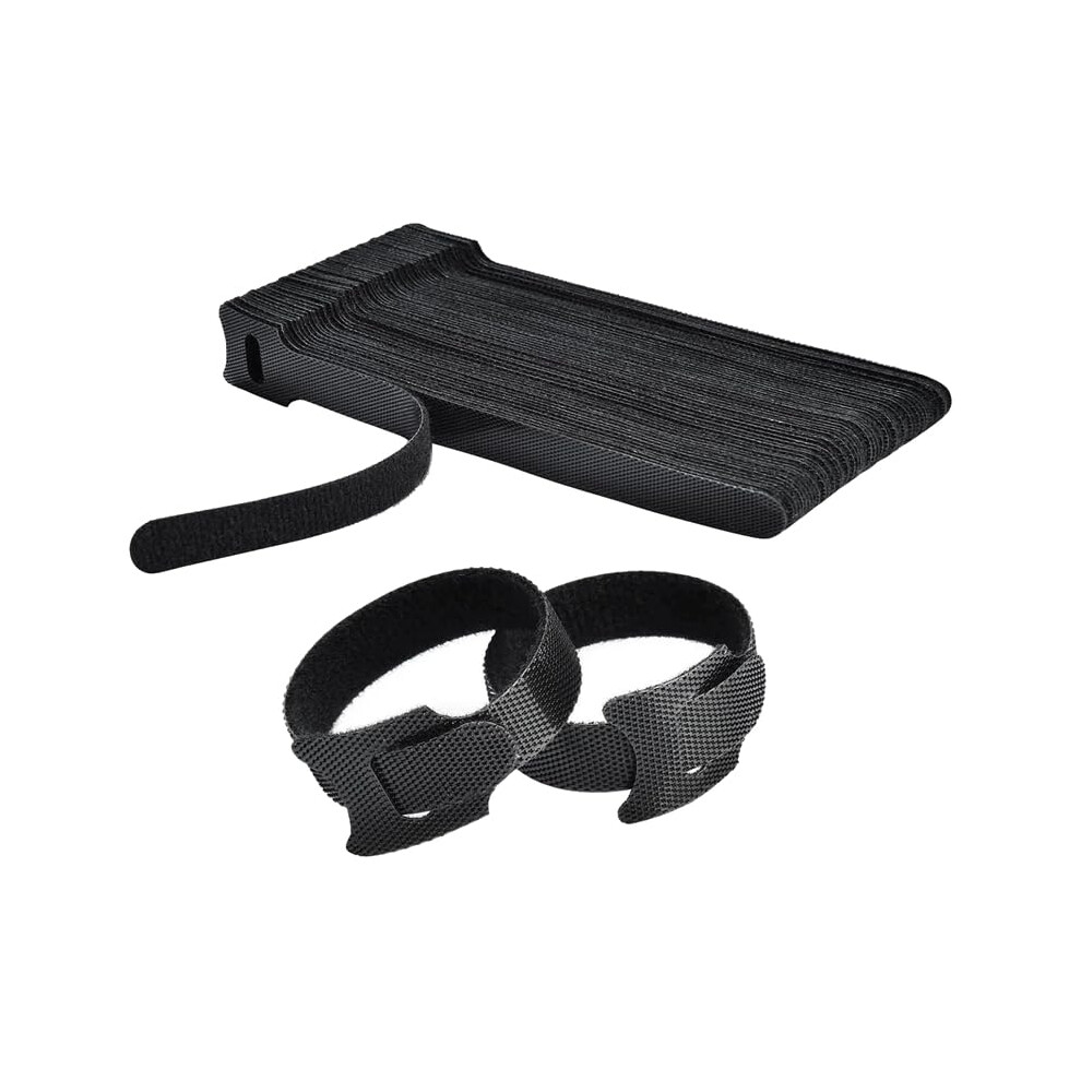 Reusable Adjustable Cable Ties Hook And Loop Straps For Neat Cord Management Black Set 9330225818175