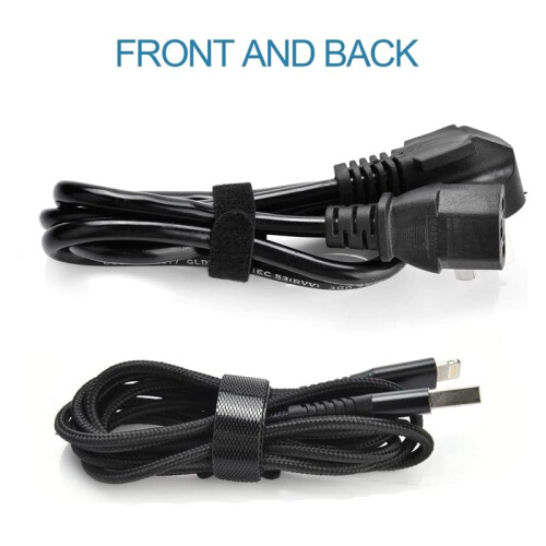Reusable Adjustable Cable Ties Hook and Loop Straps for Neat Cord Management  Black Set 2