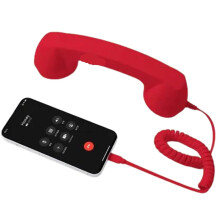 Retro Phone Handset Wired Receiver for Mobile Phones, Vintage Design with Comfortable Grip, Red