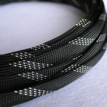 Black Silver PET Braided Cable Sleeve 10mm – Expandable Nylon Mesh Tubing for Neat Wire Loom Protection