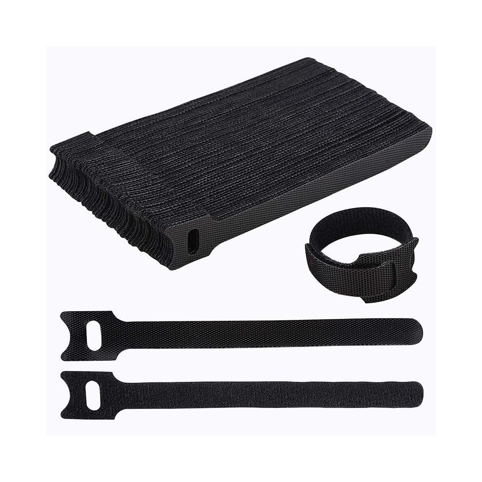 100Pcs 6 Inch Reusable Hook And Loop Cable Ties, Adjustable Straps For Tangle Wire Management 9330225818250