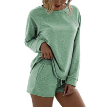 Tweedelige Sportbroek voor Dames, Oversized Casual Pak, Sportkleding, Herfstkleding Lichtgroen L
