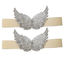 2 Pack Angel Wing Design Curtain Tiebacks with Button-silver