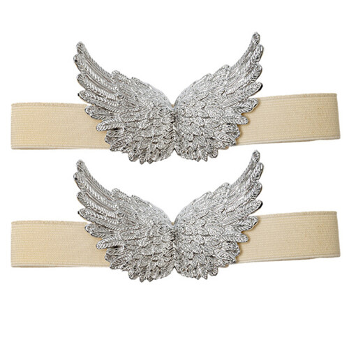 2 Pack Angel Wing Design Curtain Tiebacks with Button-silver