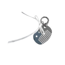 Elegant Bowknot Comb Keychain Accessory For Hair And Bag-White