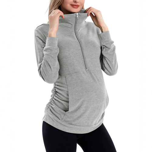 Breathable Fabric Pregnancy Top With Comfortable-XXL Light Grey