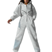 Fleece Jumpsuits voor Dames, Outfits met Capuchon, Hoge Taille Jumpsuit voor Dames Wit M