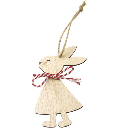 Pingente de coelho de madeira para Páscoa, decoração para casa (1 peça)