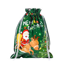 Weihnachtsgeschenktüten mit Weihnachtsmannmotiv und Kordelzug, 13 x 16,5 Zoll