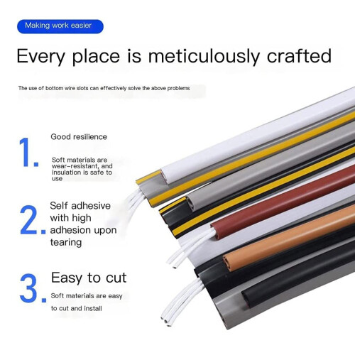 Floor Cord Protector 1m Durable Silicone Cable Management Sleeve for Home Office Safety 2