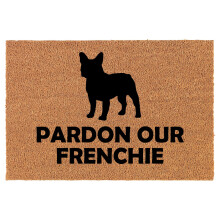 Natural Coco Coir Doormat with French Bulldog Design 24 x