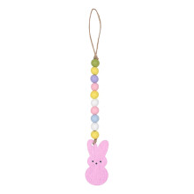 Colgante de conejito de Pascua con cuentas y borla de cinta decorativa