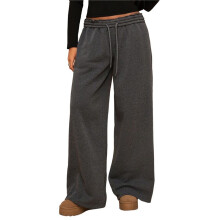 Dames Wijde Joggingbroek, Baggy Joggingbroek met Trekkoord en Hoge Taille, Lounge Joggingbroek met Zakken Houtskoolgrijs L