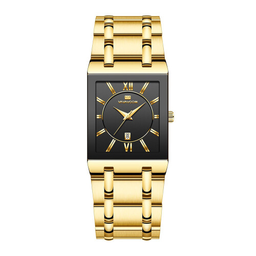 Ρολόι τετράγωνου χρυσό τόνου για άνδρες, μόδας, επαγγελματικό, casual, από