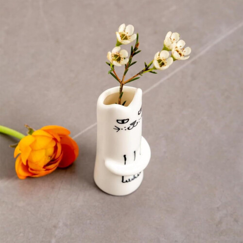 Conjunto de 3 mini vasos de cerâmica em formato de gato 1