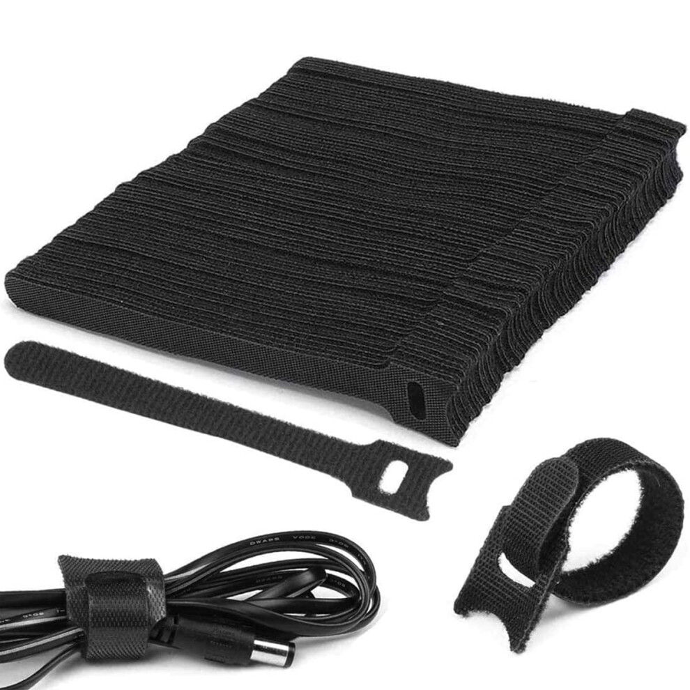 100 Pcs Reusable Hook And Loop Cable Ties Adjustable Straps For Tangle Wire Management 9330225818748