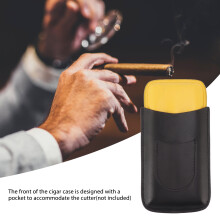 Leather 3-Cigar Travel Case Portable