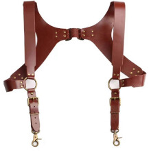 (Light Brown) Punk Body Harness for Male, Sexy Chest Chain and Halters Made from PU Material