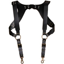 (Black) Punk Body Harness for Male, Sexy Chest Chain and Halters Made from PU Material