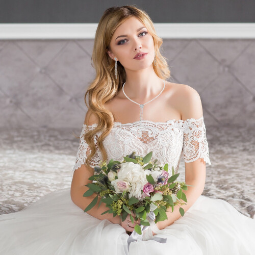 Ensemble de bijoux de mariée en perles : ras-de-cou en strass, boucles d'oreilles, 2