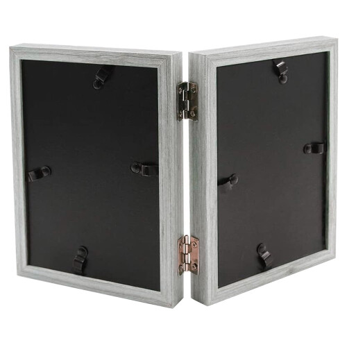 Grey Wooden Double Picture Frame 4x6 in 1