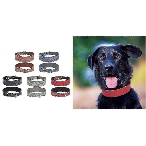 (XL, Green) Leather Dog Collars for Walking Soft Padding Embossed Collars for Medium Large Breeds Pet Training Collar Accessories M 1