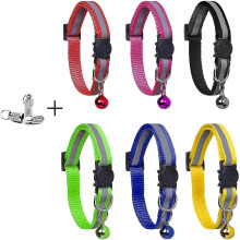 Cat Collars 6pcs with Bells,id Tag And Reflective Strip,pet Collar