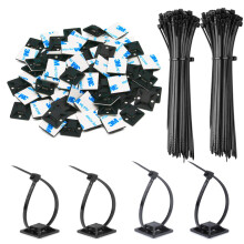 30 Pack 2 Inch Zip Tie Mounts Self Adhesive Cable Tie Bases with Screw Hole and 8 Inch Black Ties