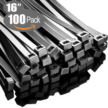16 Inch Zip Ties 100 Pack Heavy Duty Black Cable Ties UV Resistant Nylon for Indoor Outdoor Use