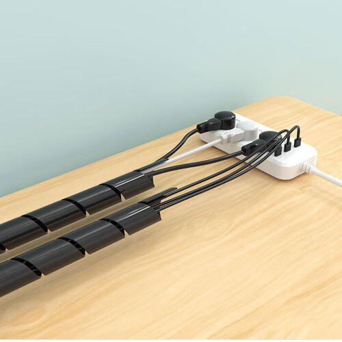 23ft Cable Management Sleeve Black 1/2 Inch Spiral Cable Wrap for Precise Fit Easy Cut Installation 1