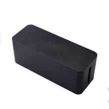 Black Cable Management Box Medium 32x13.5x13cm Desk Wire Storage Organizer with Compact Design