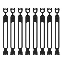 Silicone Cable Ties 8 Pack Reusable Cable Organizers 4.25in Black Bear Shaped Straps for Home Office