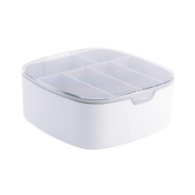 6 Grid Cable Organizer Box with Dustproof Cover, Tangle Cord Management for Desk Drawer, Gray