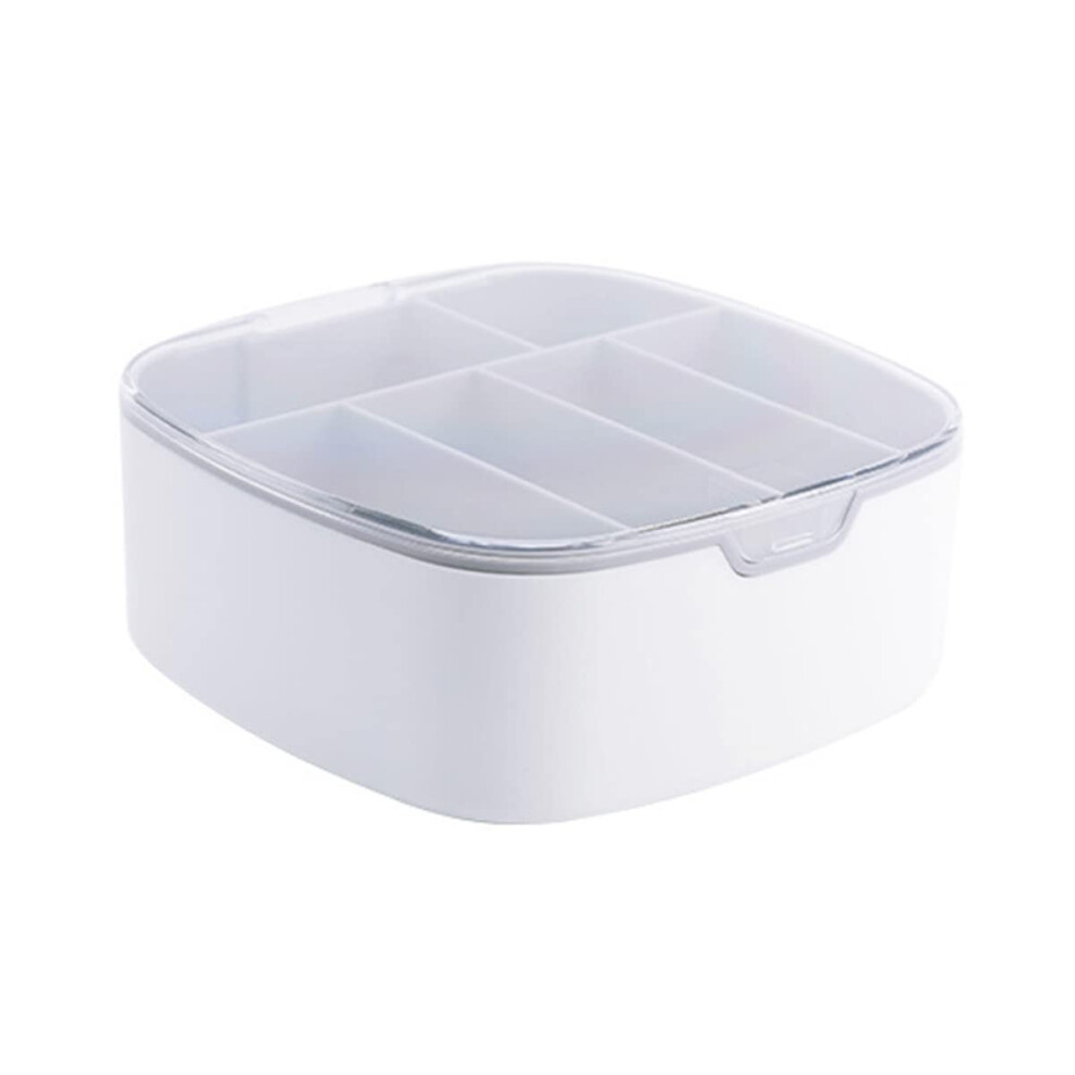 6 Grid Cable Organizer Box With Dustproof Cover, Tangle Cord Management For Desk Drawer, Gray 9330225819363