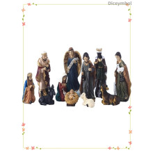 Set figurine Nașterea Domnului din rășină, 11 piese