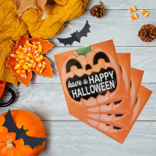 Serwetki papierowe z motywem dyni na Halloween, 17x17 cm, opakowanie 20 szt.