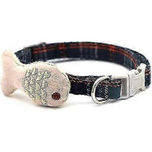 (beige) Cat Collar With Fish Ornament, Kitty Kitten Necklace For Small Dogs Cats Safety Pet Collar Quick Release Buckle