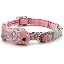 (Pink) Cat Collar With Fish Ornament, Kitty Kitten Necklace For Small Dogs Cats Safety Pet Collar Quick Release Buckle
