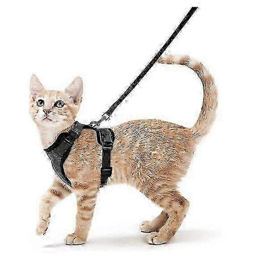 (S, black) 2025 Cat Harness and Leash for Walking, Escape Proof Soft Adjustable Vest Harnesses