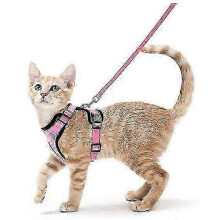 (S, pink) 2025 Cat Harness and Leash for Walking, Escape Proof Soft Adjustable Vest Harnesses