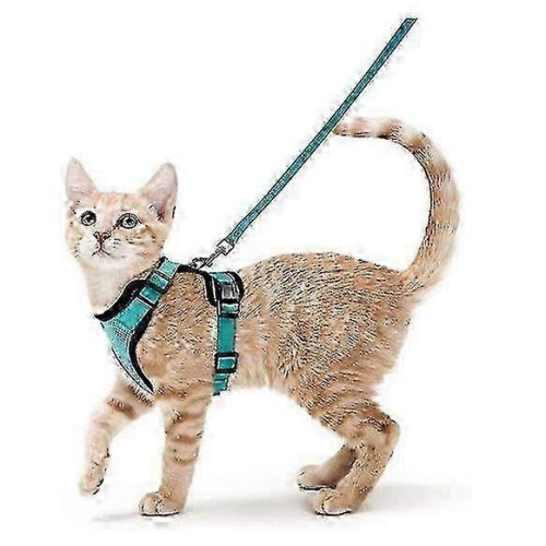 (S, green) 2025 Cat Harness and Leash for Walking, Escape Proof Soft Adjustable Vest Harnesses