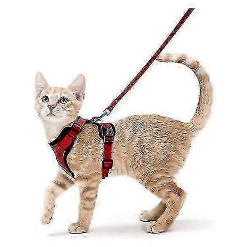 (XS, red) 2025 Cat Harness and Leash for Walking, Escape Proof Soft Adjustable Vest Harnesses