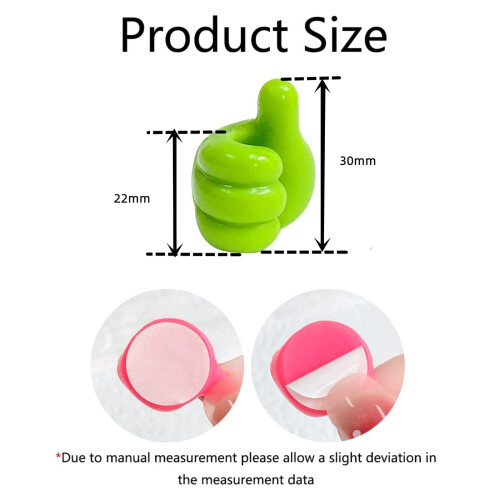 8 Pcs Silicone Thumb Shape Cable Management Hooks, Self Adhesive Wall Hooks for Home Office Storage 2